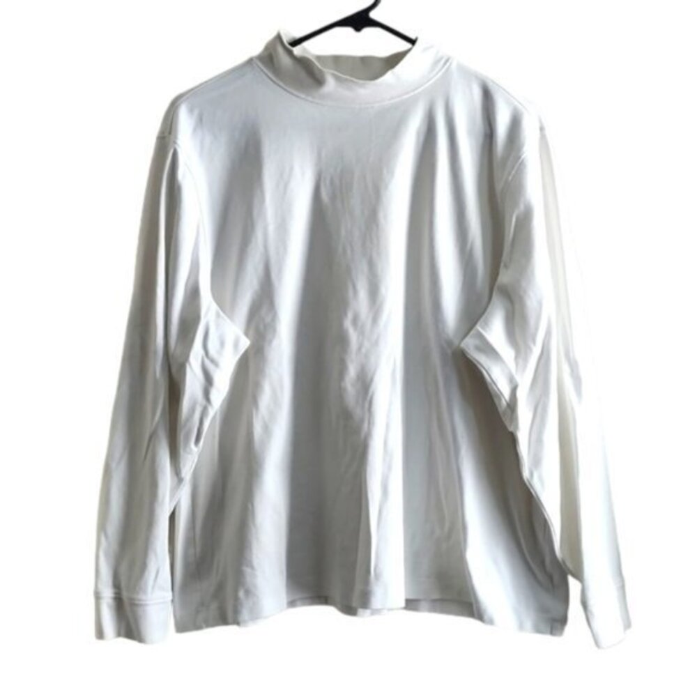 Women's LLB L.L. Bean White Long Sleeve Short Turtleneck Shirt Size 2X GUC #6681